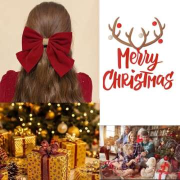 Large Hair Bows for Women Black Hair Bow Big Bow Hair Clip Girl French Barrette with with Velvet Hair Bows Solid Color Ponytail Hair Accessories (Black & Burgundy) (Burgundy)