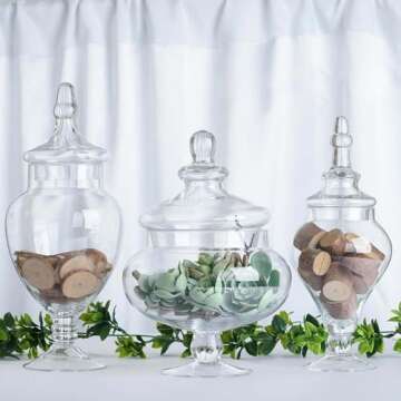 Elegant Glass Apothecary Jars Set - Stylish & Multi-Purpose
