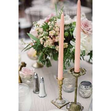 PG COUTURE Smokeless and Dripless Scented Peach Taper Stick Candles for Decorations Dinner Table Wedding Birthday Party Home Decor Festival (Pack of 16), Dimensions LxWxH 26 x 2 x 2 CM