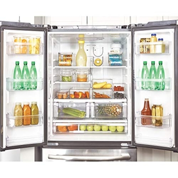 iDesign Recycled Plastic Beverage Fridge Organizer Bin with Lid – 13.84” x 5.7” x 5.8”, Clear Plastic