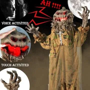 Hourleey 6FT Halloween Animated Pumpkin for Spooky Decor