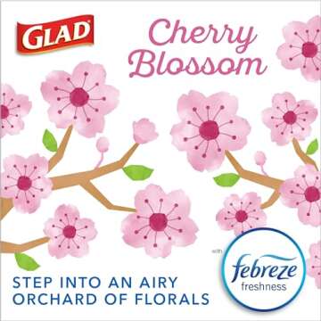 Glad Odorshield Small Drawstring Trash Bags, 4 Gal, Pink, Cherry Blossom, 34 Ct, Pack May Vary