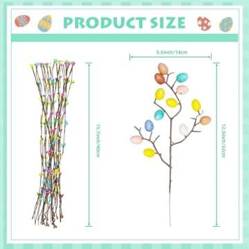 26PCS Artificial Easter Spray Vine,Easter Decorations,Easter Egg Twig Branches for Floral Arrangemen...