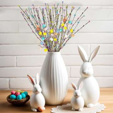 26PCS Artificial Easter Spray Vine,Easter Decorations,Easter Egg Twig Branches for Floral Arrangement,Easter Egg Branches with Easter Eggs and Berries for Easter Home Decor and Flower Arrangement