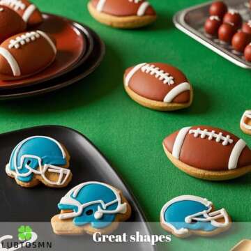 LUBTOSMN New Football Cookie Cutter Set-3 Piece-3.5 inch-Football, Football Helmet and Jersey Fondant Biscui Cutters