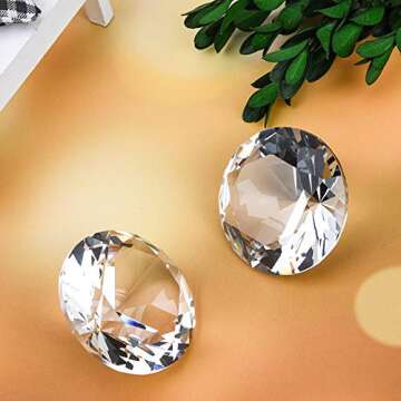 60mm(2.36 in) Large Crystal Diamond Paperweight with Stand Jewels Wedding Decorations Centerpieces Home Decor (60mm, Clear)