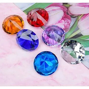 60mm(2.36 in) Large Crystal Diamond Paperweight with Stand Jewels Wedding Decorations Centerpieces Home Decor (60mm, Clear)