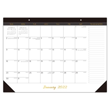 CAIYI STUDIO 18-Month Desk Calendar - Large Black & Gold Planning Calendar