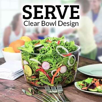 Zulay Kitchen Salad Spinner Large 5L Capacity - Manual Lettuce Spinner With Secure Lid Lock & Rotary Handle - Easy To Use With Bowl, Colander & Built-in Draining System (Green)