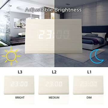 Modern Triangle Wooden Digital Alarm Clock with USB Charging