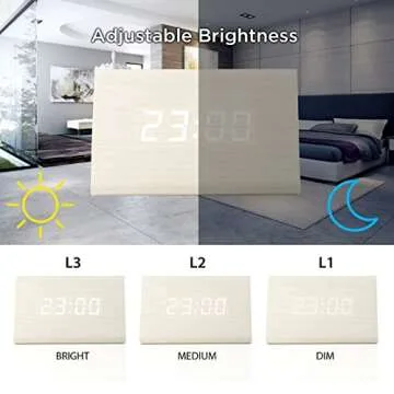 Modern Triangle Wooden Digital Alarm Clock with USB Charging