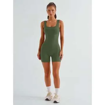 AUTOMET Women's Sexy Bodysuit Workout Rompers One Piece Summer Outfits Shorts Jumpsuits Gym Yoga Fas...