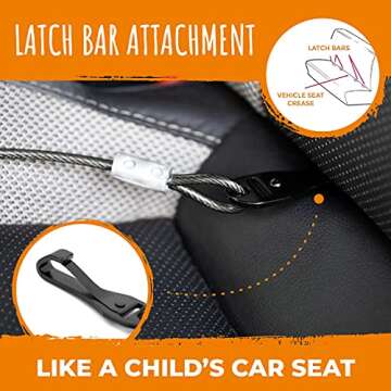 Mighty Paw Dog Seat Belt - Chew-Proof Metal Safety Restraint - Steel Braided Vehicle Tether - Rock Climbers Carabiner Included - Pet Car Leash Seat Belts - Dogs Car Safety Harness -Black, 60cm