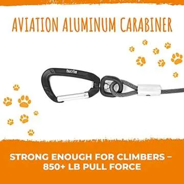 Mighty Paw Dog Seat Belt - Chew-Proof Metal Safety Restraint - Steel Braided Vehicle Tether - Rock Climbers Carabiner Included - Pet Car Leash Seat Belts - Dogs Car Safety Harness -Black, 60cm