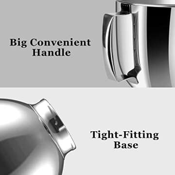 Stainless Steel Bowl Compatible with Kitchenaid Mixer 4.5/5QT，5 Quart Stainless Bowl for Kitchen Aid Mixing