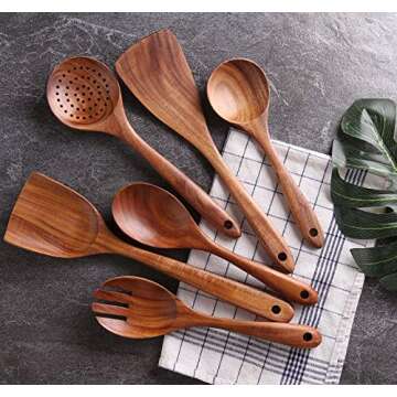 Roxelcraft Non-Toxic Wooden Utensils Set for Cooking