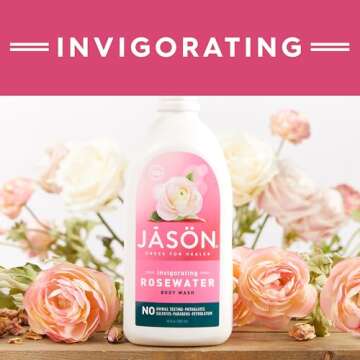 JASON Rosewater Invigorating Body Wash, For a Gentle Feeling Clean, 30 Fluid Ounces