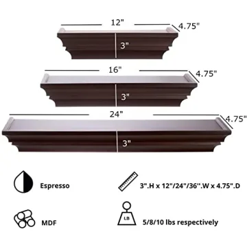 Madison Classic Floating Wall Shelves, Set of 3