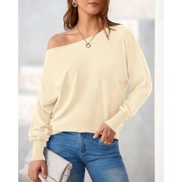 BTFBM Women's Trendy Off Shoulder Sweater - Casual Loose Tunics 2024