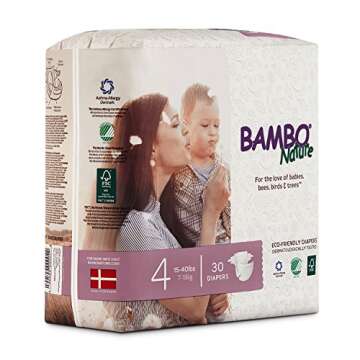 Bambo Nature Eco Friendly Premium Baby Diapers for Sensitive Skin, Size 4 (15-40 Lbs), 30Count