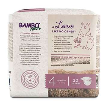 Bambo Nature Eco Friendly Premium Baby Diapers for Sensitive Skin, Size 4 (15-40 Lbs), 30Count