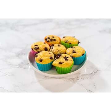 Bakerpan Silicone Mini Cupcake Holders, Mini Cupcake Liners, Pastry & Dessert Cups, 24 Pack (Multi)