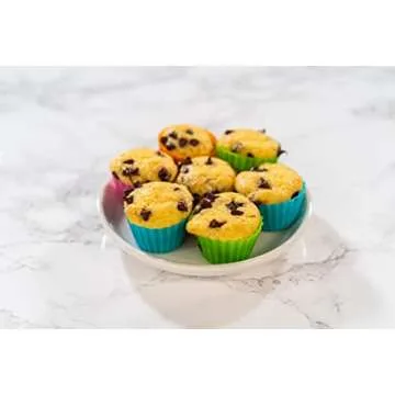 Bakerpan Silicone Mini Cupcake Holders, Mini Cupcake Liners, Pastry & Dessert Cups, 24 Pack (Multi)