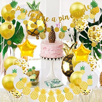 Gold Glitter Pineapple Party Decorations Tropical Luau Theme