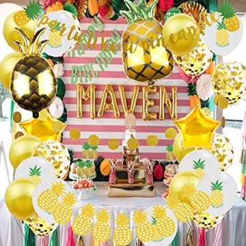 Gold Glitter Pineapple Party Decorations Tropical Luau Theme