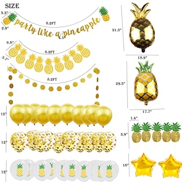 Gold Glitter Pineapple Party Decorations Tropical Luau Theme