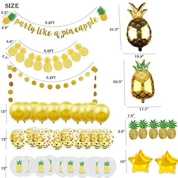 Gold Glitter Pineapple Party Decorations Tropical Luau Theme