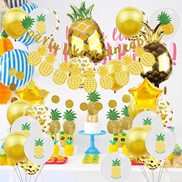 Gold Glitter Pineapple Party Decorations Tropical Luau Theme