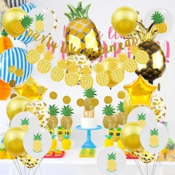 Gold Glitter Pineapple Party Decorations Tropical Luau Theme