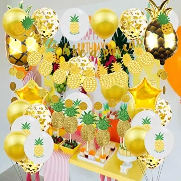 Gold Glitter Pineapple Party Decorations Tropical Luau Theme