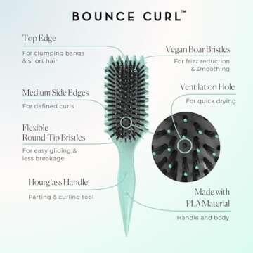 Bounce Curl Define EdgeLift Brush, 5-in-1 Tool for Effortlessly Defined Curls, Waves & Coils, Reduce...