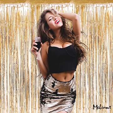 Champagne Gold Foil Fringe Curtain Backdrop for Parties