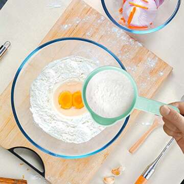 Measuring Cups and Spoons Set - 11 Pcs Premium Kitchen Measuring Tool, for Measuring Dry and Liquid Ingredients, Including 6 Measuring Spoons and 5 Measuring Cups (Light Green)