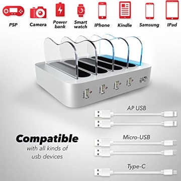 Poweroni 4 Port USB Charging Station for Multiple Devices
