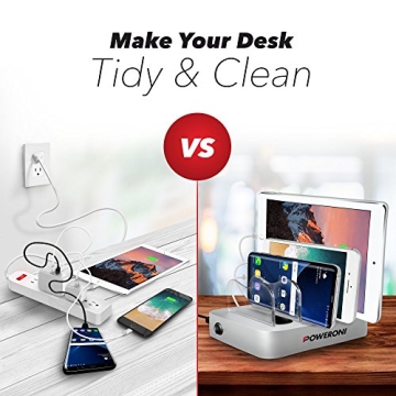 Poweroni 4 Port USB Charging Station for Multiple Devices