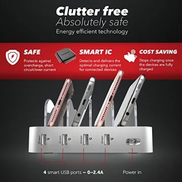 Poweroni 4 Port USB Charging Station for Multiple Devices