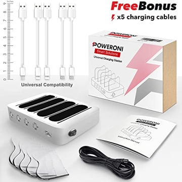 Poweroni 4 Port USB Charging Station for Multiple Devices