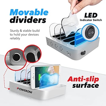 Poweroni 4 Port USB Charging Station for Multiple Devices