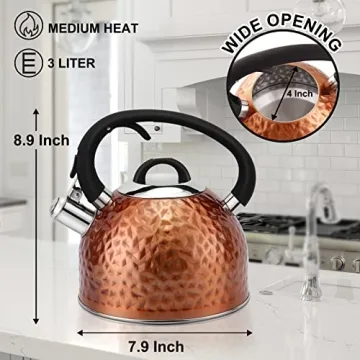 HRHongRui 3.2 Quart Copper Tea Kettle - Durable & Stylish