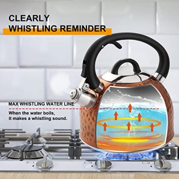HRHongRui 3.2 Quart Copper Tea Kettle - Durable & Stylish