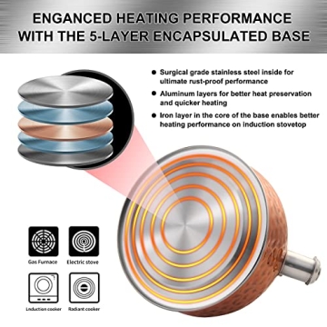 HRHongRui 3.2 Quart Copper Tea Kettle - Durable & Stylish