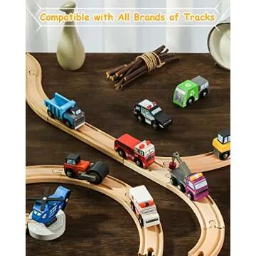 SainSmart Jr. Wooden Train Set Accessories Toy Cars (10 PCS), Compatible with All Major Brands, Gift...