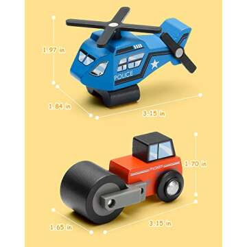 SainSmart Jr. Wooden Train Set Accessories Toy Cars (10 PCS), Compatible with All Major Brands, Gift for Toddlers and Kids Aged 3+