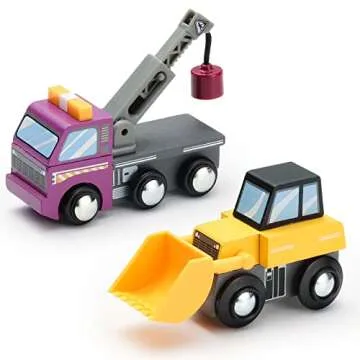 SainSmart Jr. Wooden Train Set Accessories Toy Cars (10 PCS), Compatible with All Major Brands, Gift for Toddlers and Kids Aged 3+