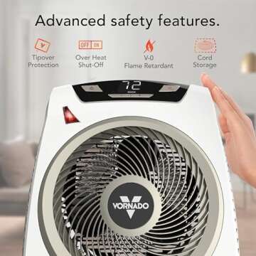 Vornado AVH10 Space Heater for Home, Fan Only Option, Digital Display with Adjustable Thermostat, Advanced Safety Features, Auto Climate Control, Whole Room Electric Heater for Indoors
