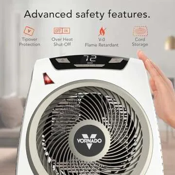 Vornado AVH10 Space Heater for Home, Fan Only Option, Digital Display with Adjustable Thermostat, Advanced Safety Features, Auto Climate Control, Whole Room Electric Heater for Indoors